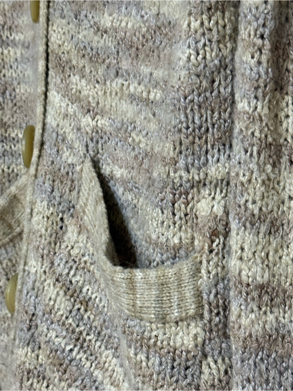 Free People Button Cardigan Sweater Beige Gray Alpaca Wool Marled V Neck Large - Picture 5 of 13